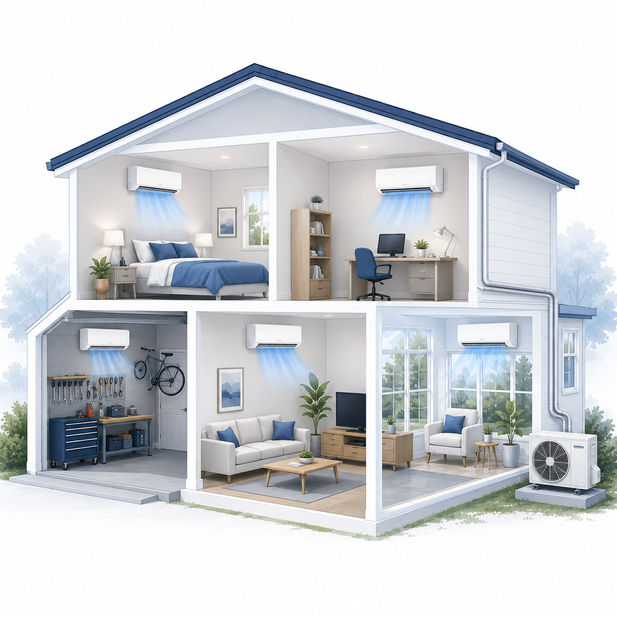 Wall mounted ductless mini-split installation